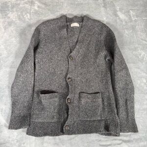 Everlane Cardigan Sweater Womens L Slim Fit Wool Alpaca Blend Knit Gray